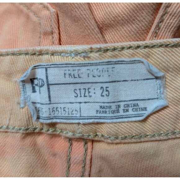 Free People Shorts Size 25 Orange Acid Wash Lace Frayed Distressed Denim - Picture 5 of 10